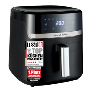 Russell Hobbs Heißluftfritteuse XXL 8,3L Rapid AirFryer [kompaktes Gehäuse, 9 Programme] SatisFry (spülmaschinenfest, max 200°C, Fritteuse ohne Öl, TouchScreen, Grillen, Backen, Braten etc.) 27632-56
