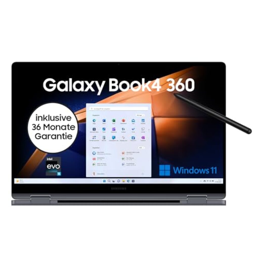 Samsung Galaxy Book4 360 Notebook, 15,6-Zoll-Display, Intel Core 5-Prozessor, 8 GB RAM, Laptop mit 256 GB Speicher, Gray, 3 Jahre Herstellergarantie [Exklusiv auf Amazon]