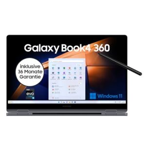 Samsung Galaxy Book4 360 Notebook, 15,6-Zoll-Display, Intel Core 5-Prozessor, 8 GB RAM, Laptop mit 256 GB Speicher, Gray, 3 Jahre Herstellergarantie [Exklusiv auf Amazon]