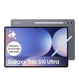 Samsung Galaxy Tab S10 Ultra AI Tablet, Android Tablet, 12 GB RAM, 512 GB Speicher, AMOLED-Display, Antireflexionsbeschichtung, Inkl. S Pen, WiFi, Moonstone Gray, 36 Monate Herstellergarantie