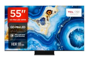 TCL 55QM8B Fernseher MiniLED 55 Zoll, QLED, 144Hz, 4K HDR Premium 1300nits, Google TV, Dolby Atmos, Onkyo, Game Master Pro 2.0