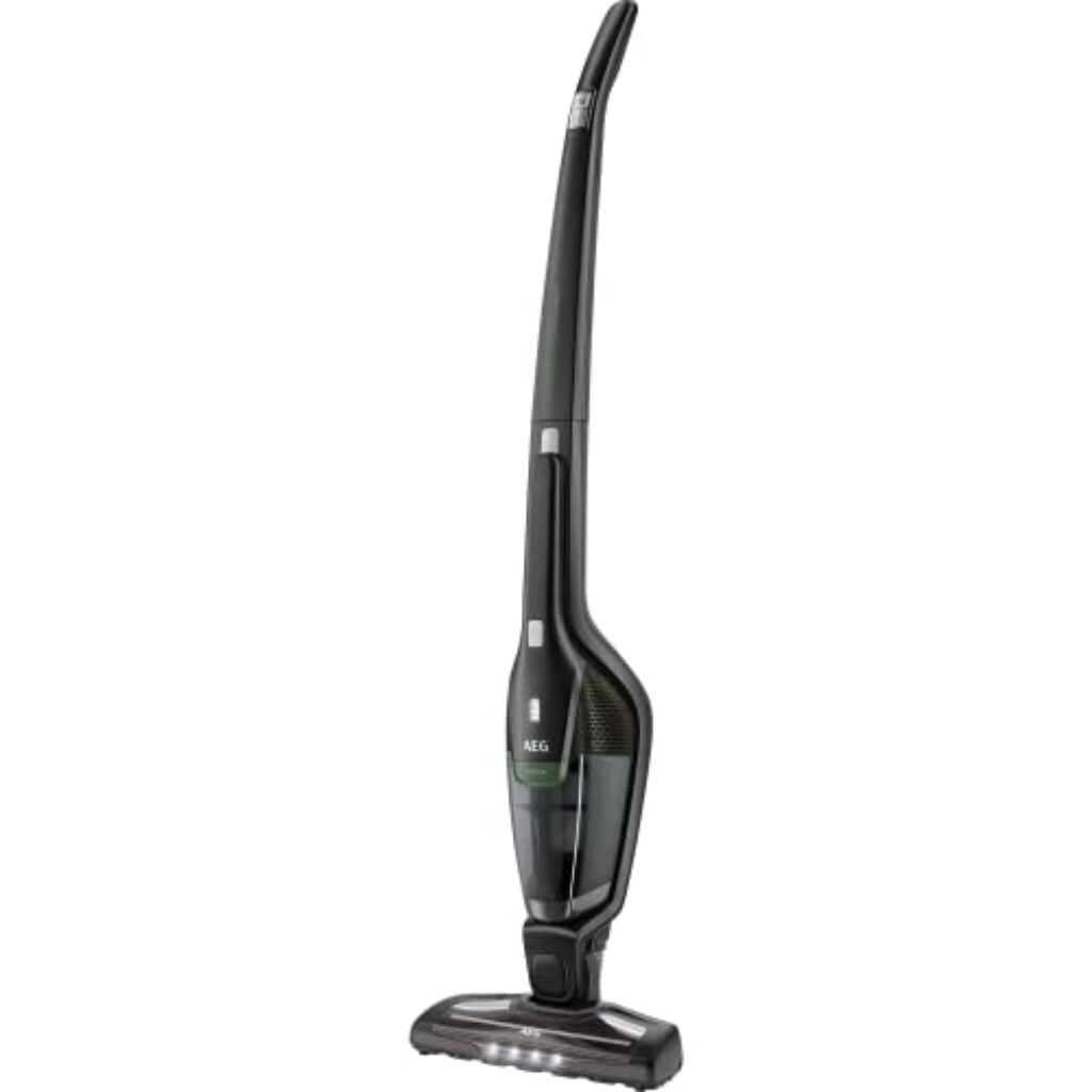 AEG Serie 3000 Ergorapido CX7-2-45MÖ 2in1 Akku Staubsauger, 50% Recyclingmaterial, beutellos, bis zu 45 min Laufzeit, freistehend, wendig, Bürstenreinigungsfunktion, LED, 0.5L, schwarz