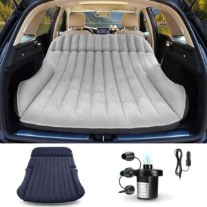 Ciremiv Auto Matratze mit Doppelseitiger, Dicker Beflockung,Auto Luftmatratze mit Pumpe und Eingebautem Kissen/Auslaufsichere, Bequeme, Langlebige Autobett,Car Bed für Autocamping, Roadtrip