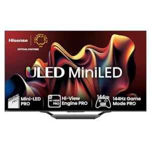 Hisense 85U7NQ 215cm (85 Zoll) Fernseher, 4K Mini LED ULED HDR Smart TV, Quantum Dot, 120Hz/ 144Hz VRR, HDMI 2.1, Game Mode Pro, Dolby Vision IQ & Atmos, Bluetooth, Alexa Built-in, Anthrazit, [2024]
