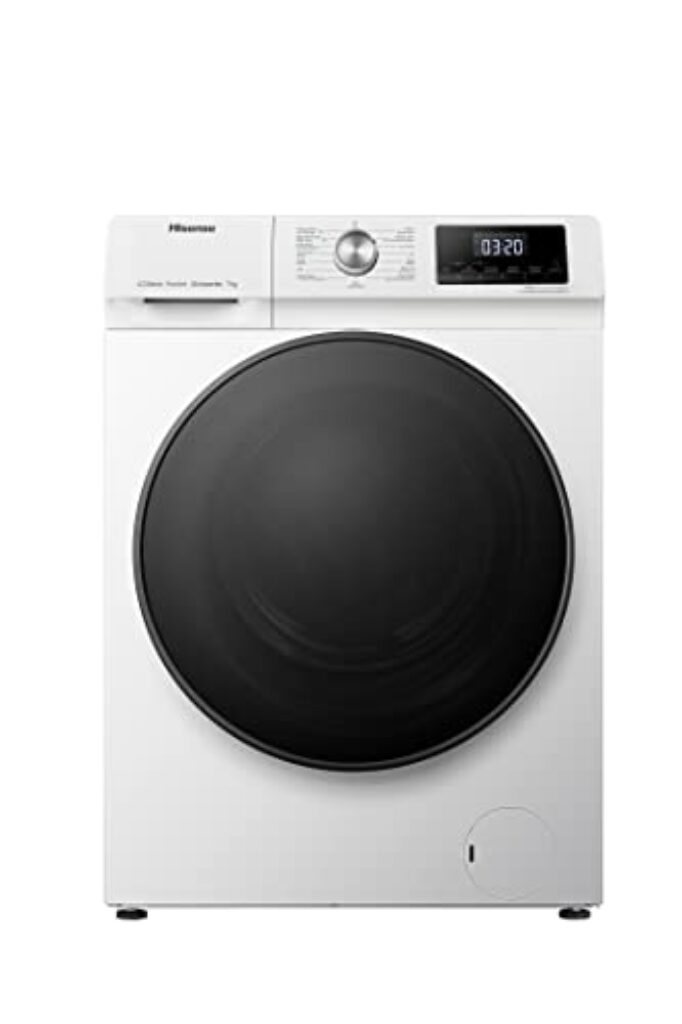 Hisense WFQA7014EVJM Waschmaschine mit Dampffunktion/ 7 kg /AquaStop/ 1400 U/min /15 Programme/ Inverter PowerDrive Motor/Edelstahltrommel/Kindersicherung/Trommelreinigung/Weiß