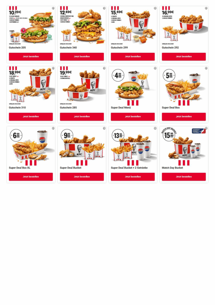 Aktuelle KFC Coupons & Angebote 09/2025
