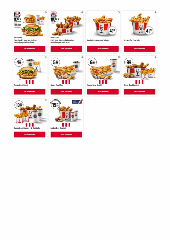 Aktuelle KFC Gutscheine & Angebote 10/2025