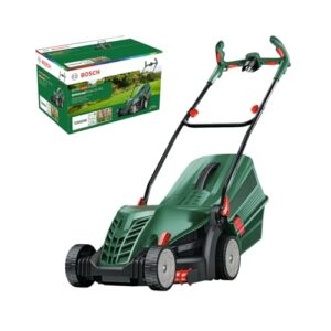 Bosch kabelgebundener Rasenmäher UniversalRotak 34-405 (1300-W-Motor, Schnittbreite: 34 cm, 40-Liter-Grasfangkorb, geeignet für ebenes Rasenmähen und Schneiden kleinster Kanten)
