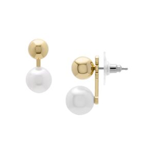 Fossil Damen-Ohrringe aus Messing mit Ohrsteckerverschluss, Creme-Gold