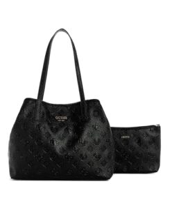 GUESS Damen Vikky Ii 2-in-1 Tote Tragetasche, Schultertasche, Schwarzes Logo