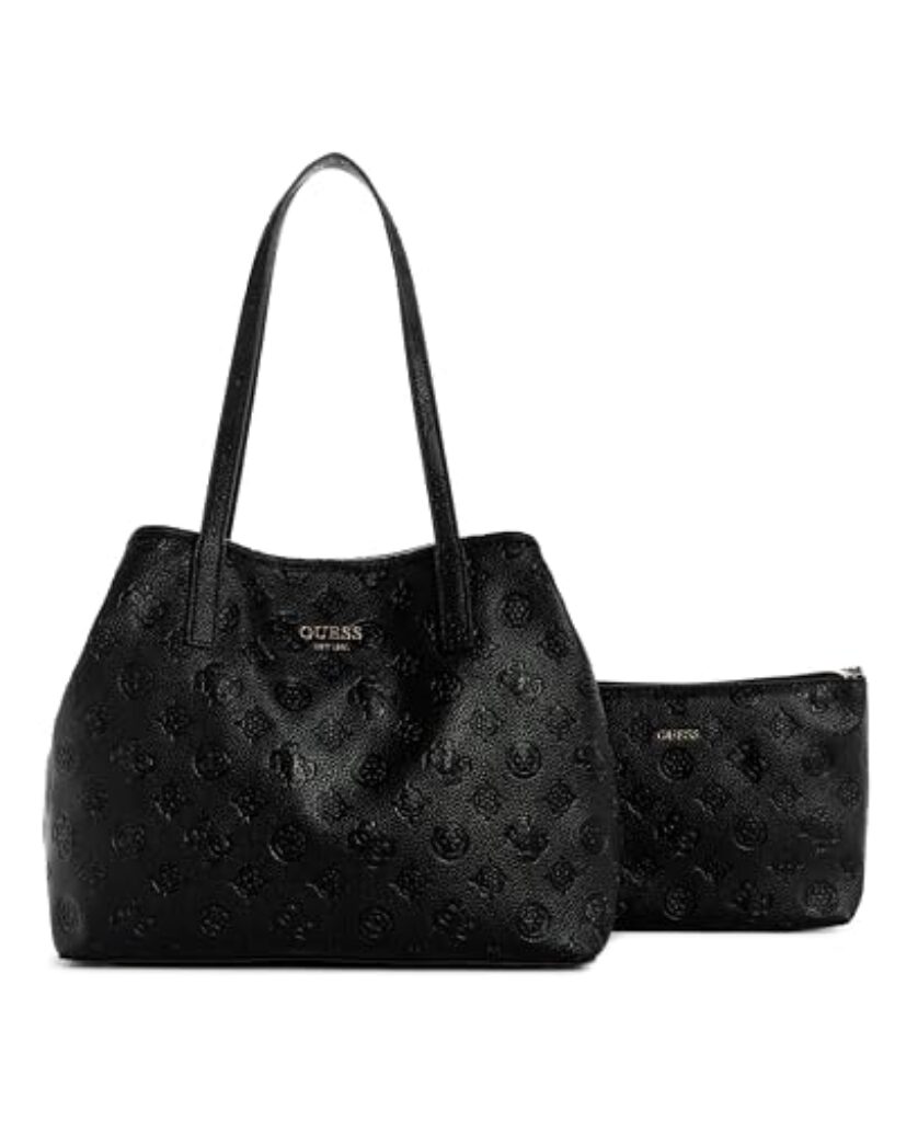 GUESS Damen Vikky Ii 2-in-1 Tote Tragetasche, Schultertasche, Schwarzes Logo