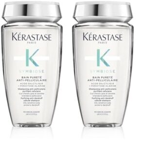 Kérastase Symbiose, Beruhigendes Anti-Schuppen Shampoo, Für fettige und empfindliche Kopfhaut, Ohne Sulfate und Silikone, Bain Pureté Anti Pelliculare, 250 ml (Packung mit 2)