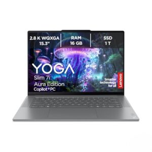 Lenovo Yoga Slim 7i Aura Edition AI Laptop | Copilot+ PC | 15,3" 2.8K WQXGA Display | Intel Core Ultra 7 | 16GB RAM | 1TB SSD | Intel Arc Grafik | Windows11 | QWERTZ | Luna Grau | 2 Jahre Premium Care