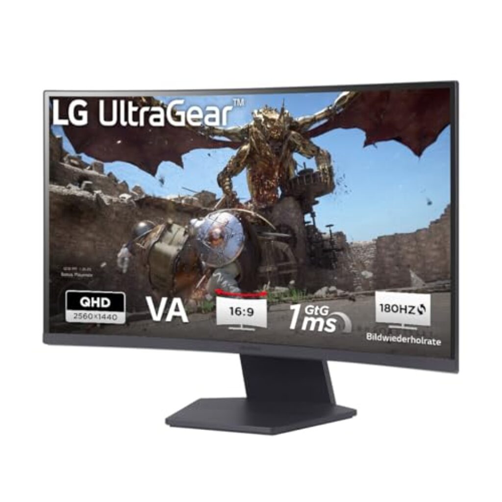 LG Electronics 27GS60QX-B.AEUQ UltraGear™ Curved QHD Gaming VA-Monitor 27" (68,4cm), 2560 x 1440, 16:9, 1ms GtG, 180 Hz, HDR10, 300 cd/m² Helligkeit (typ.), AMD FreeSync, Dynamic Action Sync - Schwarz