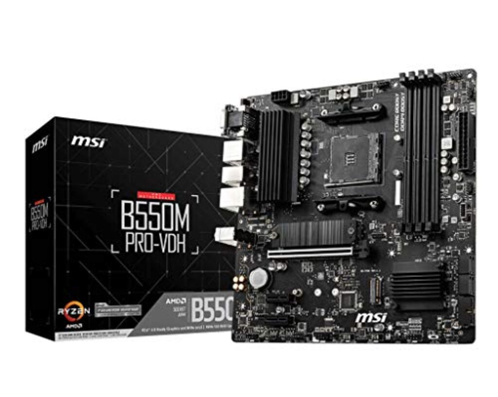 MSI B550M PRO-VDH (MATX Sockel AM4, AMD B550, 4 x DDR4, 1 x PCI Express 3.0 16x)