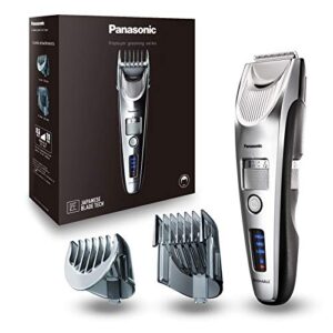 Panasonic ER-SC60-S803 Haarschneider für Männer, tragbarer, kabelloser, wasserdichter Trimmer, fortschrittliche Klingen, 20 Längen, 2 Aufsätze, kabellos & kabelgebunden, Ladestation, Silber