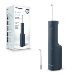 Panasonic Series 600 Ultraschall-Munddusche EW-DJ66-A303, Zahndusche, Munddusche kabellos, 200 ml, IPX7, 2 Ultraschalldüsen, 5 Wasserdruckstufen, Reisezubehör, Navy Blau