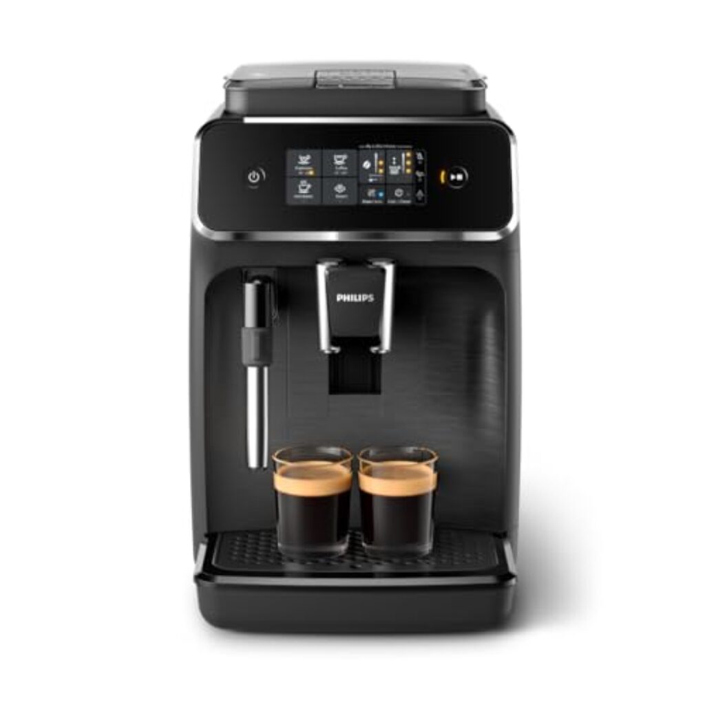Philips Serie 2200 Kaffeevollautomat – 2 Kaffeesorten, Klassischer Milchaufschäumer, Intuitives Touchdisplay, 100% Keramikmahlwerk, mattes Schwarz (EP2220/10)