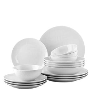 Rosenthal Mesh White Geschirrset – 16 teilig für 4 Personen, Kombiservice aus Porzellan, Modernes Geschirr Weiß