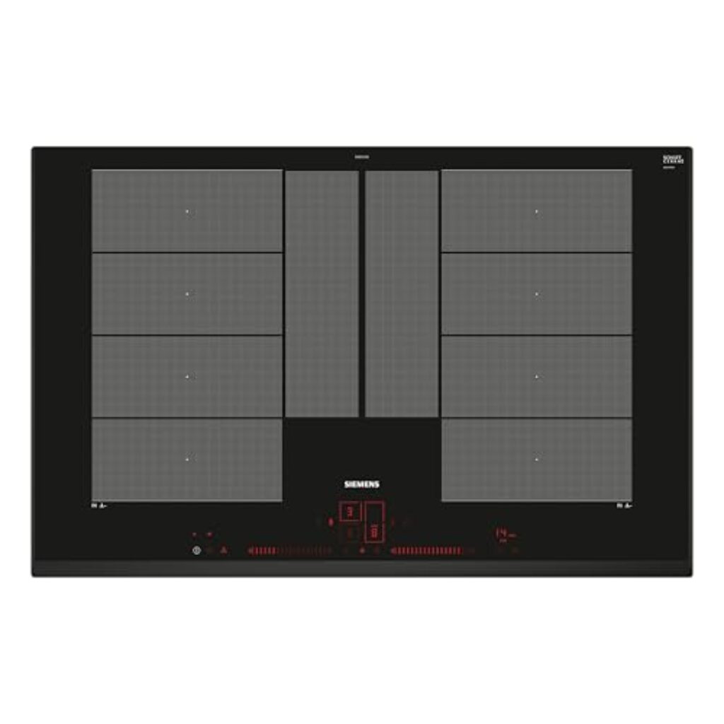 Siemens EX851LYV5E, iQ700, Smartes Induktionskochfeld 80 cm, autark, Rahmenlos aufliegend, Touch & Slide, varioInduktion Plus, Intelligente flexZonen, Bratsensor Plus, cookConnect System, Schwarz