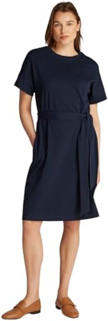 Tommy Hilfiger Damen Kleid Cotton Interlock zum Binden, Blau (Dark Night Navy), XXS