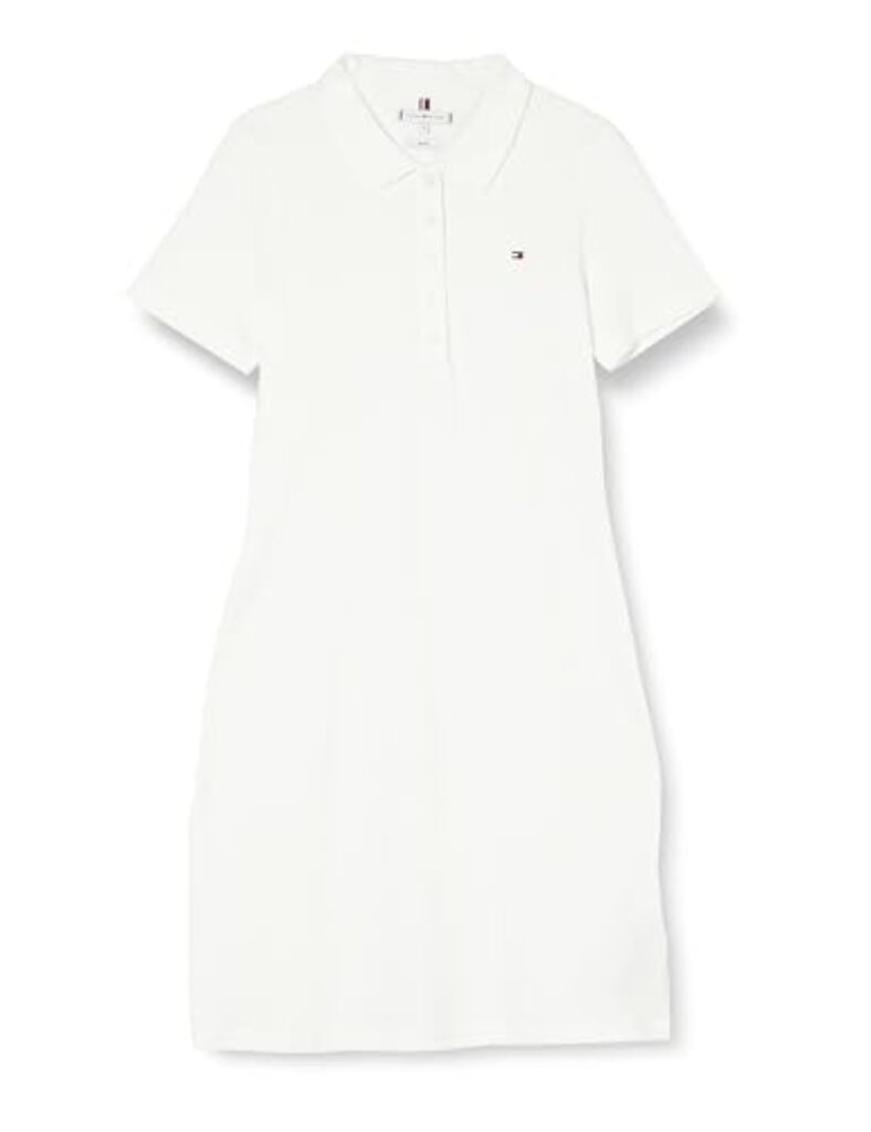 Tommy Hilfiger Damen Polokleid 1985 Slim Pique Slim Fit, Weiß (Ecru), XL