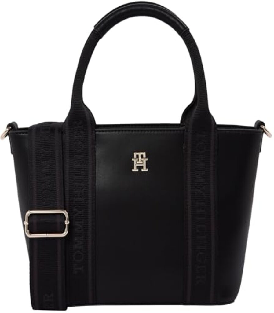 TOMMY HILFIGER Damen Tote Bag Tasche Mini Logotape Klein, Schwarz (Black), Einheitsgröße
