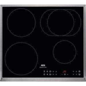 AEG IKS6431AXB Induktionskochfeld autark 60cm, 4 Zonen mit 4x Power-Funktion für schnelles Kochen, 7350 W, 14 Stufen, Edelstahlrahmen, Timer, Touch-Bedienung je Zone, kompatibel mit Haubenautomatik