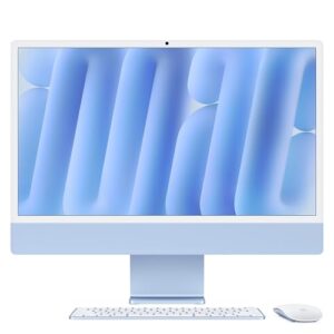 Apple iMac All-in-One Desktop-Computer mit M4 Chip mit 10 Core CPU und 10 Core GPU: 24" Retina Display, 16 GB gemeinsamer Arbeitsspeicher, 512 GB SSD Speicher, passendes Zubehör; Blau