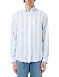 GANT Herren REG Cotton Linen Bold Stripe Shirt Hemd, Fresh Blue, M
