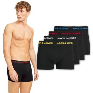 JACK & JONES Boxershorts Herren – Bequeme Unterhosen Männer im 4er-Pack aus Baumwolle – Enganliegende Herren Unterhosen mit Stretch – Atmungsaktive Unterwäsche für Alltag & Sport