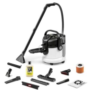 Kärcher Waschsauger SE 4 Plus, 2-in-1-Sprühsaugschlauch, Frischwassertank: 4 l, Schmutzwassertank: 4 l, Teppichwaschdüse mit Hartbodenaufsatz, Polsterwaschdüse, Bodendüse, Polsterdüse, Fugendüse