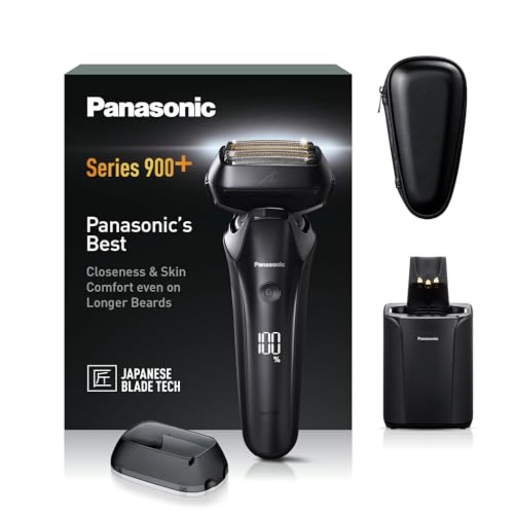 Panasonic Series 900+ ES-LS9A-K803 6-Klingen Nass- & Trockenrasierer für Männer, Elektrorasierer mit Bartdichtensensor und automatischem Reinigungs- und Ladesystem