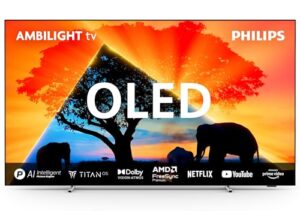 Philips Ambilight 65OLED759 4K OLED Smart TV - 65-Zoll Display mit P5 AI Perfect Picture Ultra HD, Titan OS, Dolby Vision und Dolby Atmos, Funktioniert mit Alexa und Google Sprachassistent