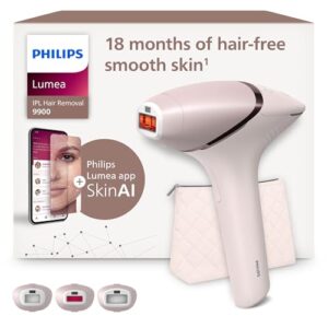 Philips Lumea IPL 9900 Series Haarentfernungsgerät mit SenseIQ & SkinAI Technologie – Alternative zur Laserhaarentfernung – 3 Aufsätze für Körper, Gesicht & Präzisionsbereiche, kabellos (BRI953/02)