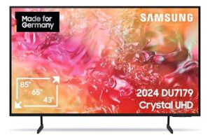 Samsung Crystal UHD TV 4K DU7179 Fernseher 65 Zoll (163 cm), Fernseher mit PurColor, 4K Upscaling, Gaming Hub, Crystal Prozessor, Tizen OS, Smart TV, Alexa, 3D Surround Sound & Q-Symphony [2024]