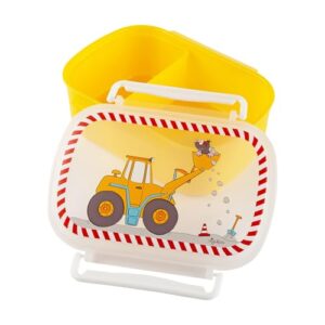 SIGIKID 25267 Brotzeitdose Bodo Bagger, BPA-frei, sicher, leicht, mit Bügelverschluss, Lunchbox mit Einsatz - für Brotzeit, Frühstück, Kindergarten, für Kinder ab 2 Jahren, Gelb/ Bodo Bagger 17x11x7cm