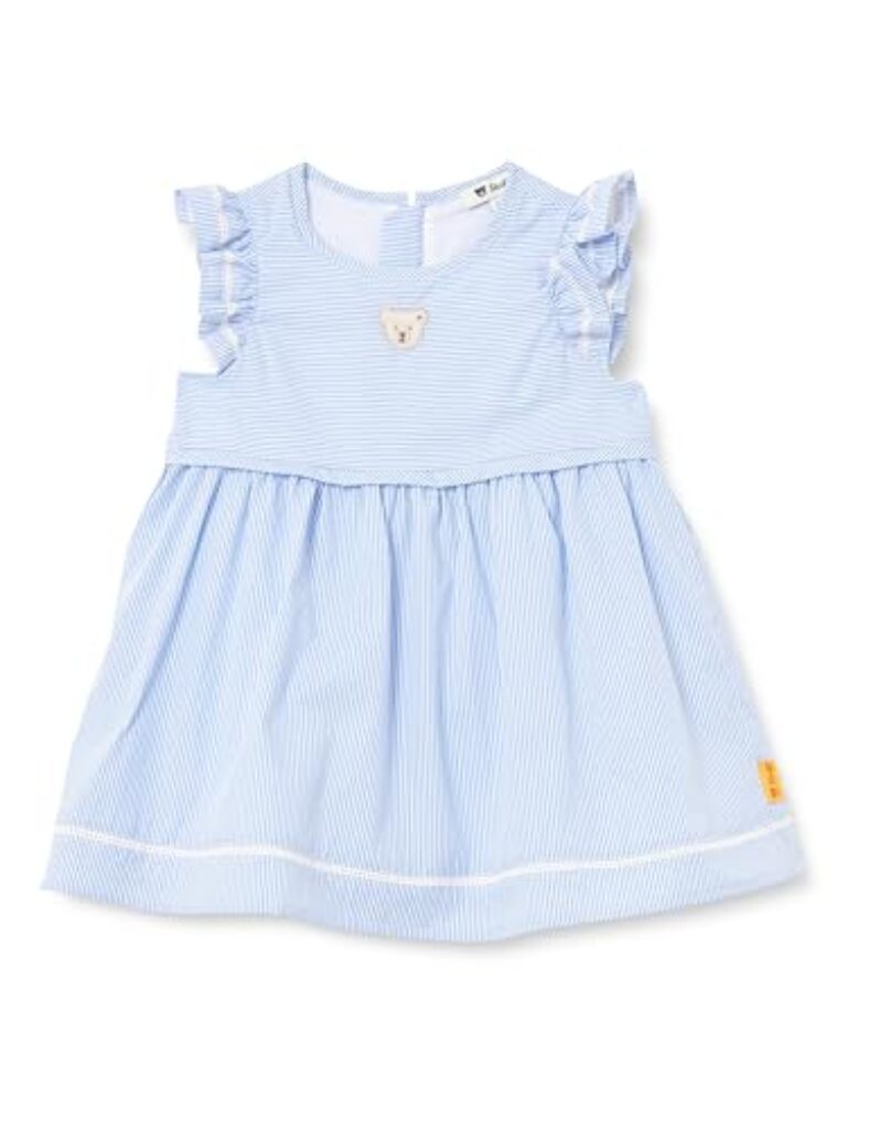 Steiff Kleid EU Größe 62 Chambray Blue, Mädchen Kleid, Kinderkleid für jeden Anlass, lockere und Bequeme Passform, waschmaschinenfest