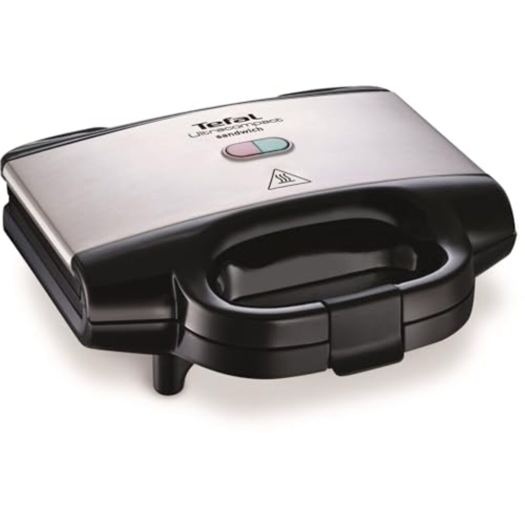 Tefal Ultracompact Sandwichmaker SM1552, für dreieckige Sandwichtoasts, antihaftbeschichtete Platten, leichte Reinigung, kein Anbrennen, 700W, Sandwich-Grill, 26.5 x 12 x 26 cm