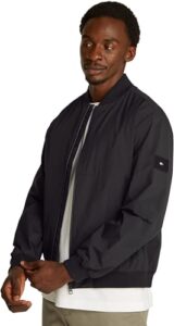 Tommy Hilfiger Herren Bomberjacke Branded mit Baseballkragen, Schwarz (Black), XS