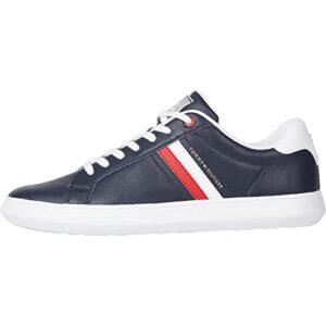 Tommy Hilfiger Herren Cupsole Sneaker Essential Leather Cupsole aus Leder, Blau (Desert Sky), 44