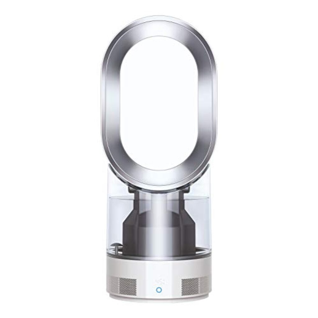 Dyson AM10 Luftbefeuchter und Ventilator, Ultrafeine Kaltluft-Befeuchtung, Automatische Feuchtigkeitskontrolle, Weiß/Silber