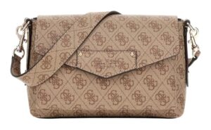 GUESS Eco Brenton Flap Shoulder Bag Latte Logo