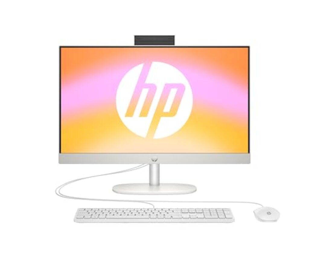 HP All-in-One Desktop-PC,23,8" FHD Display, AMD Ryzen 5 7520U, 8 GB DDR5 RAM, 512 GB SSD, AMD Radeon-Grafikeinheit, Windows 11 Home, QWERTZ, Weiß, [Exklusiv bei Amazon]