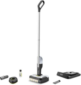 Kärcher Hartbodenreiniger FC 2-4 Battery Set, kabelloser Bodenreiniger mit rotierender Mikrofaserwalze, Akkulaufzeit: ca. 20 min, Flächenleistung pro Akkuladung:ca. 70 m², mit austauschbarem Akku,Weiß