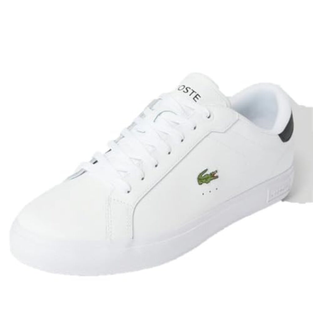 Lacoste Herren Low Sneaker POWERCOURT Weiß Schwarz Glattleder, Farbauswahl:weiß, 9999-englisch-eu-mapping:44