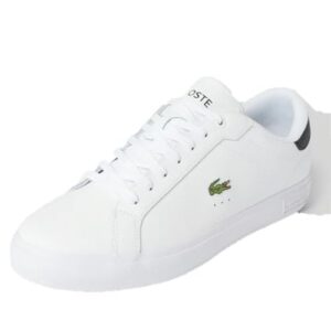 Lacoste Herren Low Sneaker POWERCOURT Weiß Schwarz Glattleder, Farbauswahl:weiß, 9999-englisch-eu-mapping:44