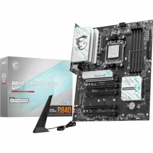 MSI B840 Gaming Plus WiFi Mainboard, ATX - Unterstützt AMD Ryzen 9000/8000 / 7000 Prozessoren, AM5 - DDR5 Memory Boost 8000+ MT/s (OC), PCIe 4.0 x16, M.2 Gen4, Wi-Fi 7, 2.5G LAN