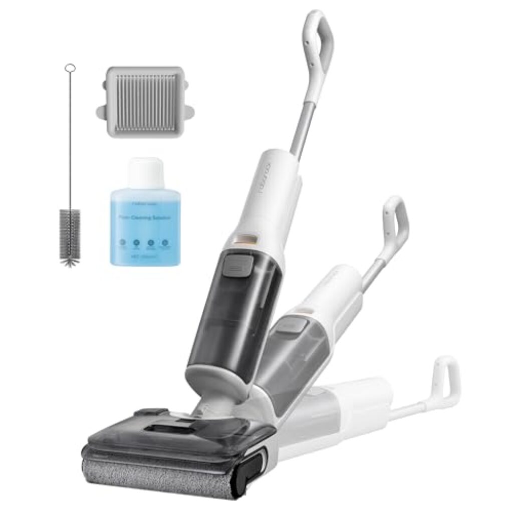 roborock F25 RT Nass-Trocken-Staubsauger, 20.000 Pa kabelloser All-in-One Staubsauger und Mopp, Leichter Hartbodenreiniger, elektrische Kantenreinigung, Heißwasser-Selbstreinigung und Trocknung.
