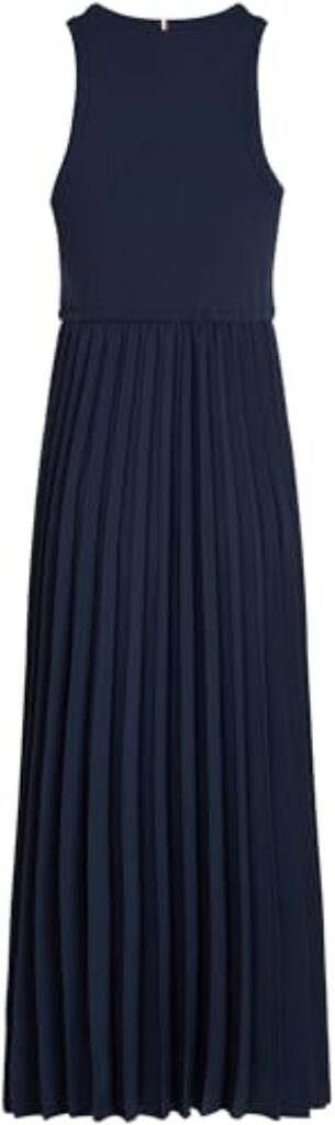 Tommy Hilfiger Damen Kleid Midi Dress Ärmellos, Blau (Dark Night Navy), XL